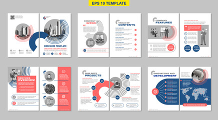 Brochure creative design. Multipurpose template, include cover, back and inside pages. Trendy minimalist flat geometric design. Vertical a4 format.