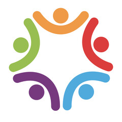 Group of people community care, social unity concept vector simple colorful logo