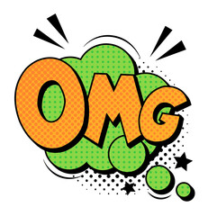 Sound omg speech cartoon bubble colored isolated