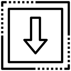 DOWN ARROW line icon,linear,outline,graphic,illustration