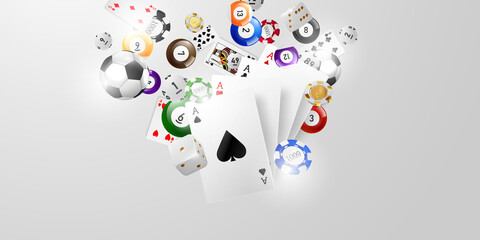 3D Rendering Casino Background Design Vector illustration of colorful casino poker chips in dark background.