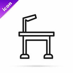 Black line Pet grooming table icon isolated on white background. Vector