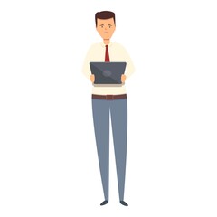 Professor online archive icon cartoon vector. Digital book. Culture store