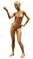 3D Rendering Female Robot on White