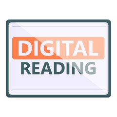 Tablet digital reading icon cartoon vector. Online read. Book library