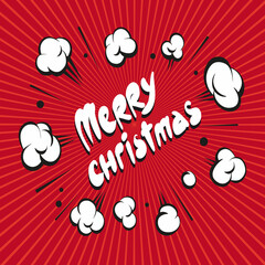 Merry Christmas backgrounds, comic book boom, vector illustration