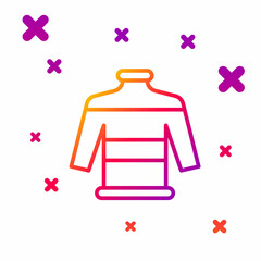 Color line Christmas sweater with norwegian ornaments and holidays decorations icon isolated on white background. Knitted winter jumper. Gradient random dynamic shapes. Vector