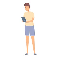 Child reading icon cartoon vector. Online read. Book study