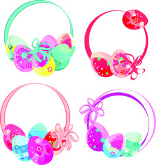 Easter decoration. Eggs for the feast of consecration. Digital, colorful drawing for postcards and stickers. Congratulations on the Easter holiday.Printing on fabric and paper.