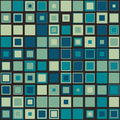 Blue seamless square pattern with simple shapes. Vector illustration