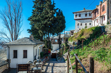 Makrinitsa Greece -Traditional village of Makrinitsa with the stone built houses and the picturesque square, lies on the slopes of Pelion.