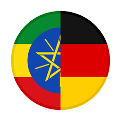 round icon with ethiopia and germany flags. vector illustration isolated on white background