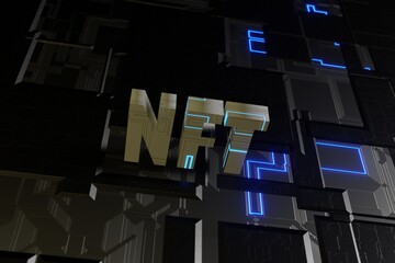 abstract high tech background with nft word