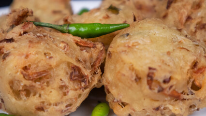 extreme close up a plate of vegetable fritters