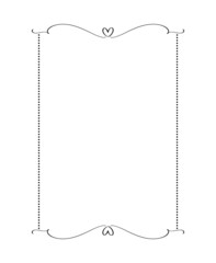 Calligraphy rectangular vector ornamental frame with heart. Valentine Day decorative ornament for decoration, design of wedding invitation, love romantic greeting card