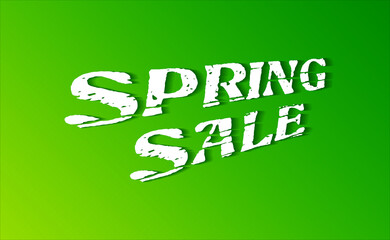 Poster spring sale. Vector illustration of a simple poster for advertising spring sales on a green background.