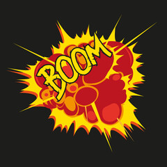 Boom comic book explosion, vector illustration