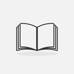 Outline book icon isolated flat design vector illustration.