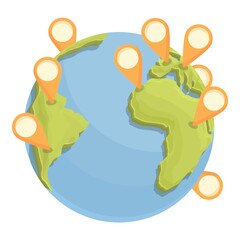 Earth tourism icon cartoon vector. Globe travel. Planet trip