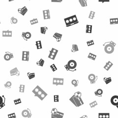 Set Laptop with password, Credit card shield, Ringing alarm bell and Password protection on seamless pattern. Vector