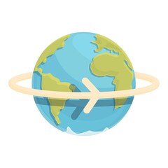 Summer planet trip icon cartoon vector. World travel. Globe map
