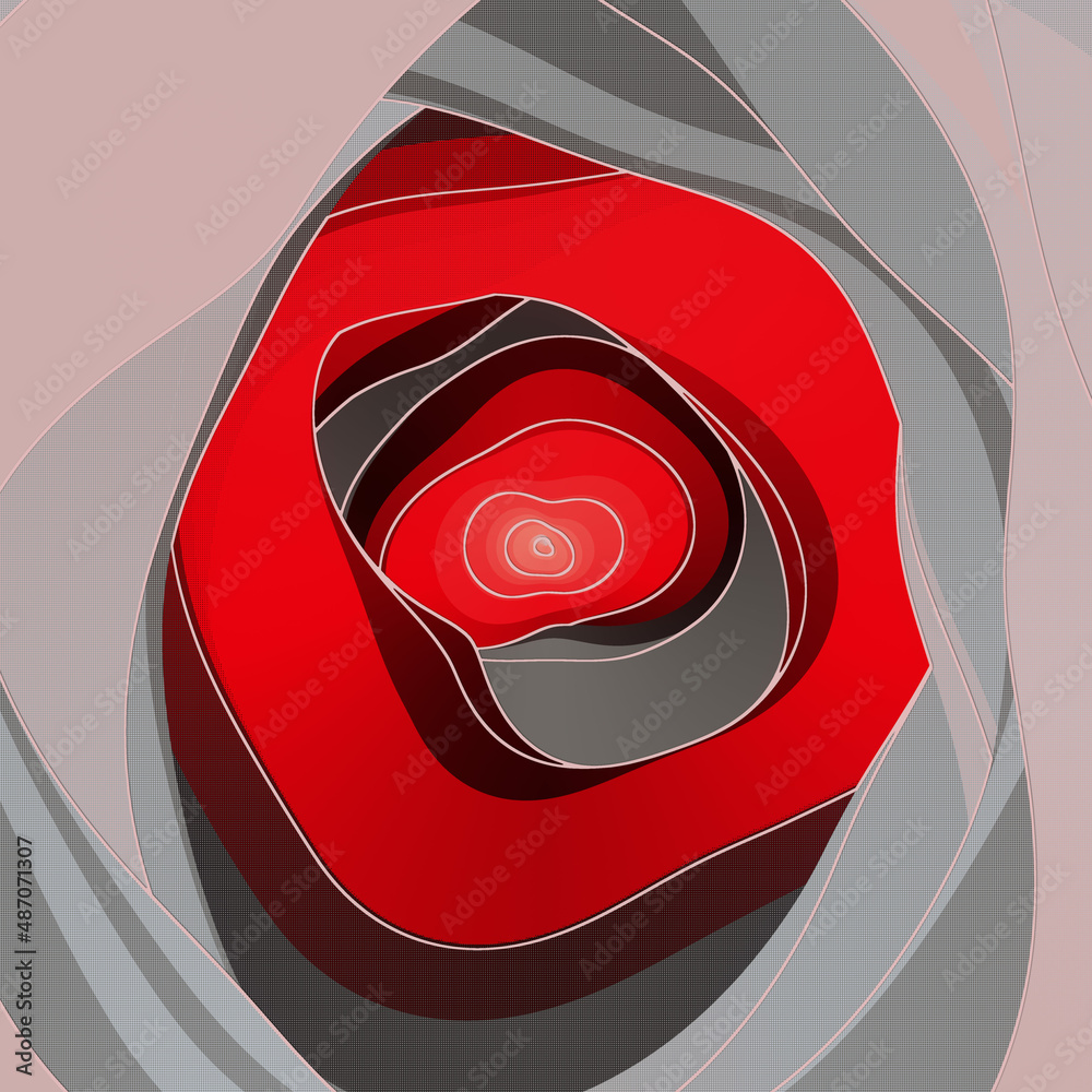 Aufkleber Abstract wavy colorful tunnel. Geometric texture background. Modern design. 3d rendering digital illustration