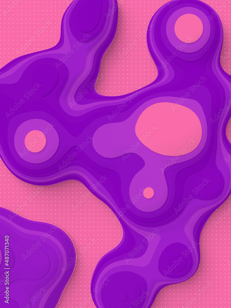 Poster Multi colored sliced shape digital illustration. 3d rendering modern art background