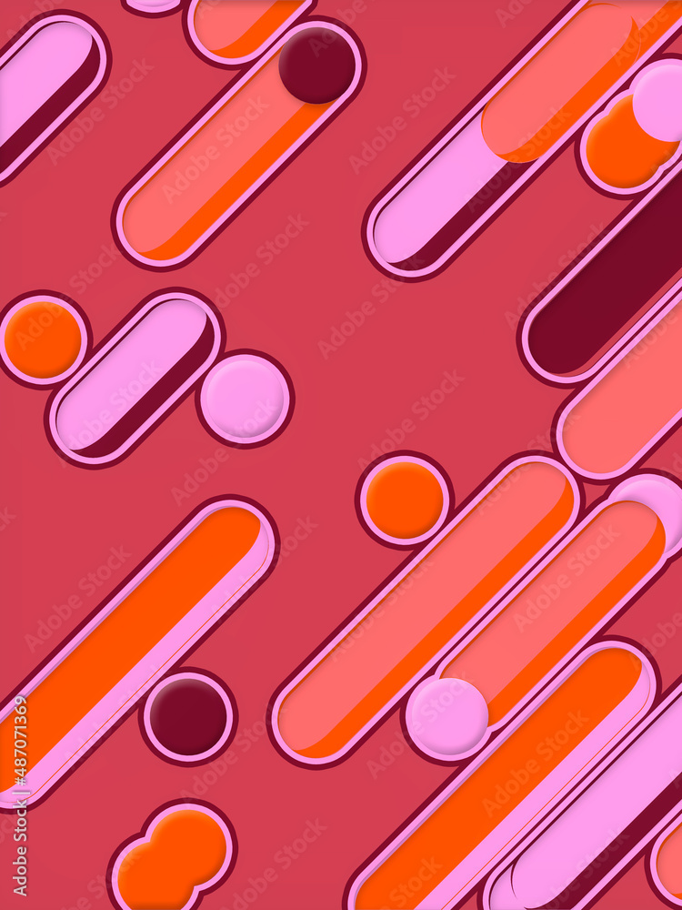 Poster pattern of colored geometric shapes contemporary 3d rendering digital illustration. abstract ornamen