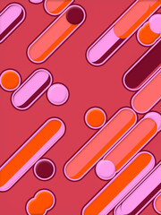 Pattern of colored geometric shapes contemporary 3d rendering digital illustration. Abstract ornament