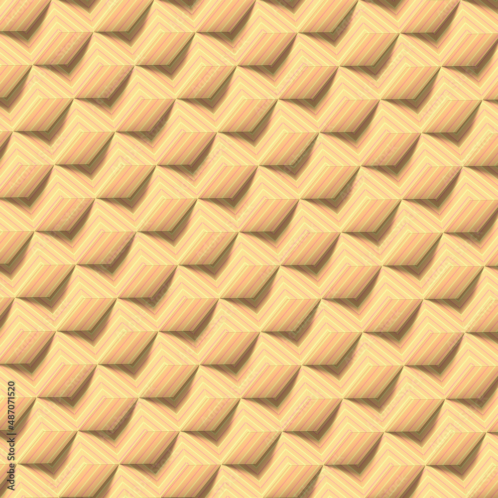 Poster trendy cover design of many rectangles covered with striped texture. 3d rendering art background. di