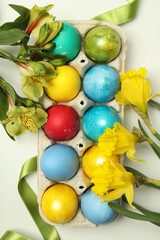 Concept of Happy Easter holidays, top view