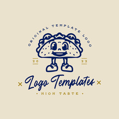 cheeseburger character logo. smiling cheeseburger character template logo.