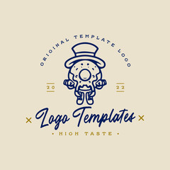 Cute Donut Character logo. donut character template logo.
