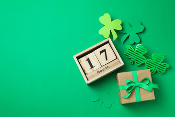 Different St.Patrick's Day accessories, space for text