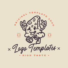 cute pizza character logo. pizza template logos. - obrazy, fototapety, plakaty