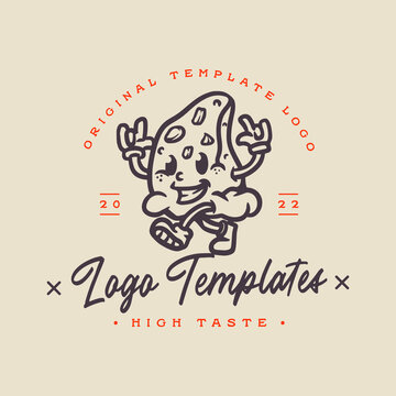 cute pizza character logo. pizza template logos.