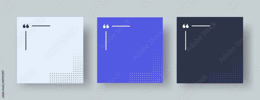 Wall mural quote frames blank template set. modern empty quote templates with copy space for text. quotation ma