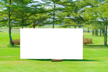 Mockup image of Blank billboard white screen posters billboard for advertising Sponsor in Golf course activity - 487073337