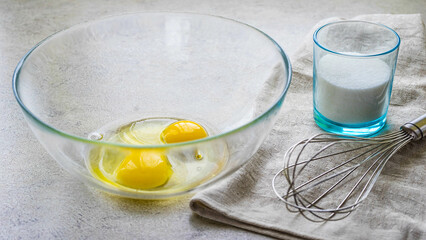 Step by step process of making sweet cake. Step 1.