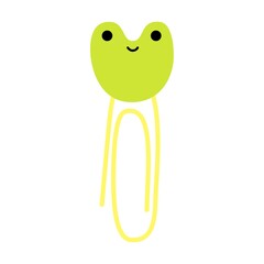 Paper clip with frog, cute sticker for for diary, bullet journal, daily planner, stories, post, tamplate. Study, work, university motivation, planning. Study with me.
