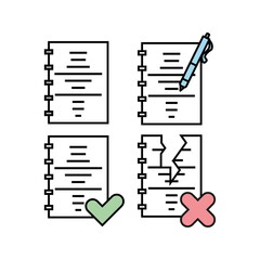 Business Icons, for documents, in different colors, different states.