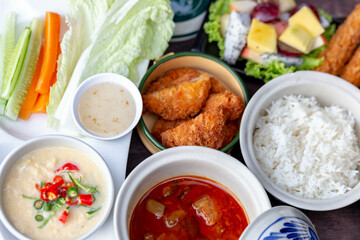 Thai food style, Breakfast set with rice
