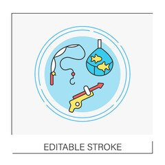 Harpoon concept line icon. Long spear-like harpoon for fishing, whaling, sealing. Fishing industry. Vector isolated conception metaphor illustration.Editable stroke