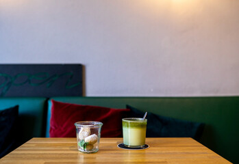 glass of matcha on the table