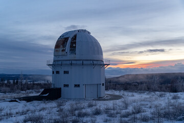 Telescope tower at the Sayan Solar Observatory