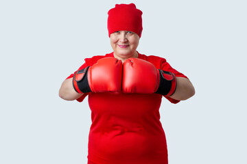 Granny boxer in red on a white background.