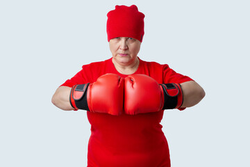 Granny boxer in red on a white background.