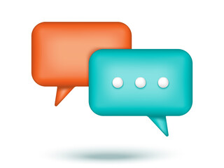 3D Bubble chat.3d Speech bubble Icon.Speech clouds chat bubble icon. Vector isolated on white background.Message box communication.