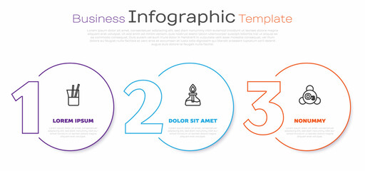 Set line Laboratory glassware, Alcohol spirit burner and Ozone. Business infographic template. Vector