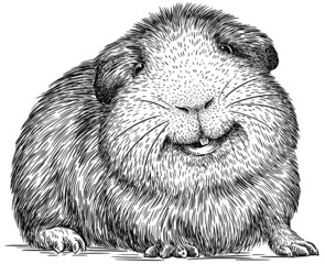 black and white engrave isolated guinea pig illustration - obrazy, fototapety, plakaty